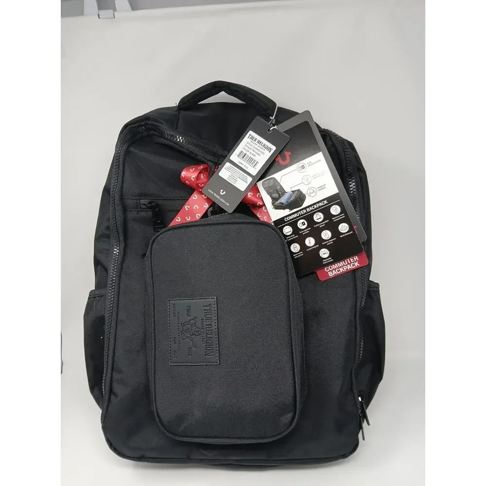 True Religion Computer Backpack Dome Style Black TR104863 & BONUS Tech Kit. NWT
